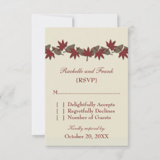 Carte RSVP Bordure Automne, Rouge/Brown