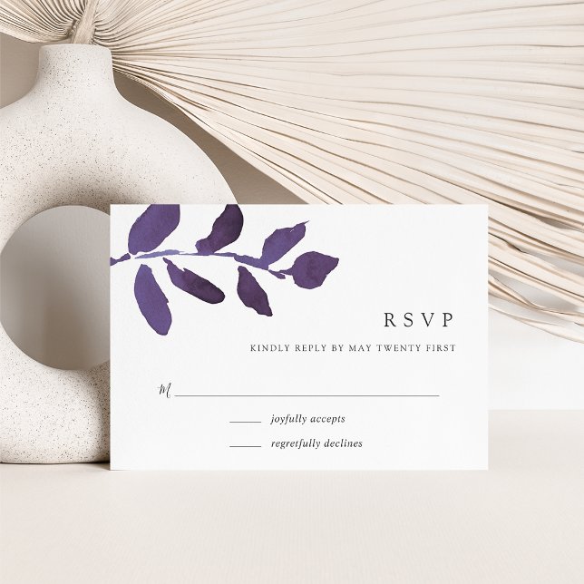 Carte RSVP Botanique Pressée | Violet (Créateur téléchargé)