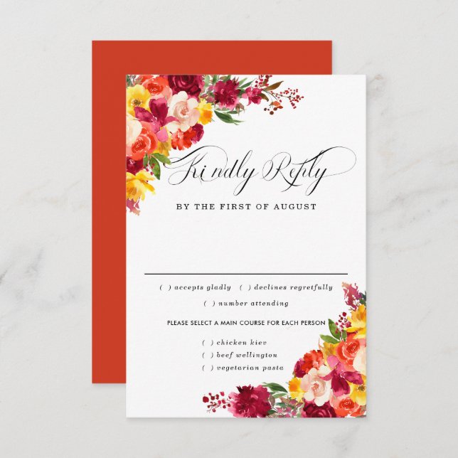 Carte RSVP Bourgogne Rose Oran Mariage, Options de (Devant / Derrière)