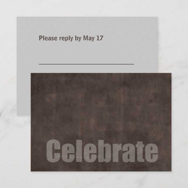 Carte RSVP Brown Bar Mitzvah Grunge (Devant / Derrière)