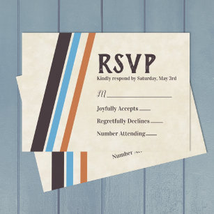 Carte RSVP Brown, Bleu Diagonal Stripes Bar Mitzva