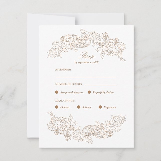 Carte RSVP Brown Golden Rococo Meice Choice (Devant)