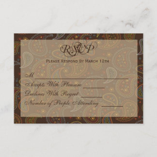 Carte RSVP Brown Paisley Party