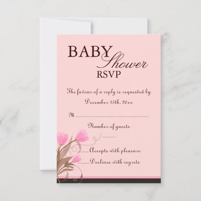 Carte RSVP Brown & Rose Floral Design Baby shower (Devant)