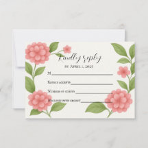Carte RSVP Budget Vibrant Rose Hydrangea