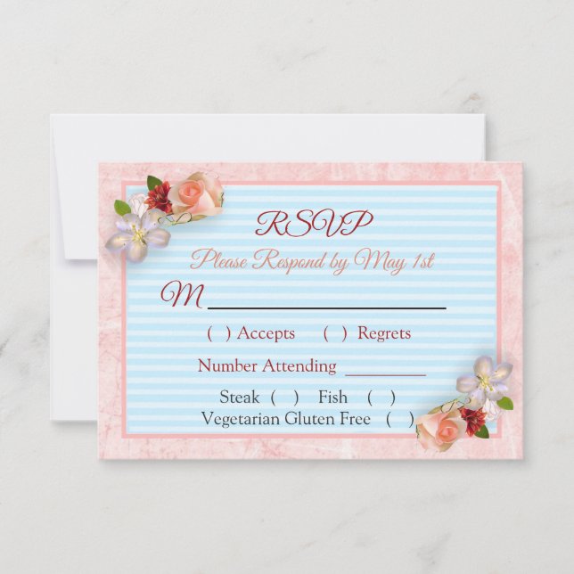 Carte RSVP Burgundy Blush Rose Rose Gold Wedding (Devant)