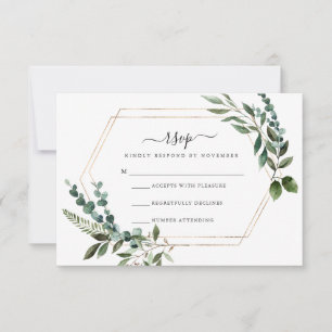 Carte RSVP cadre or floral