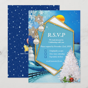 Carte RSVP cadre or géométrique