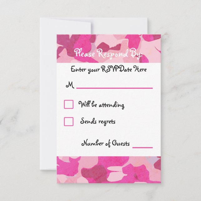 Carte RSVP Camo Rose (Devant)