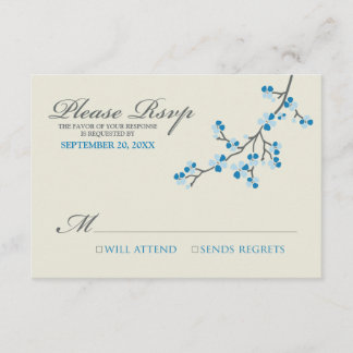 Carte RSVP Cerry Blossoms (bleu/gris)