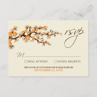 Carte RSVP Cerry Blossoms (orange)
