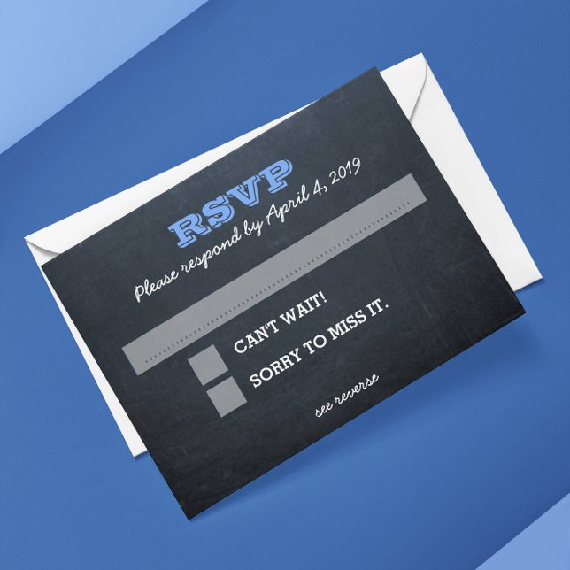 Carte RSVP Chalkboard bleu avec lignes de message  (Créateur téléchargé)