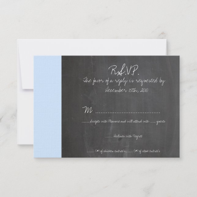 Carte RSVP Chalkboard Blue Wedding (Devant)