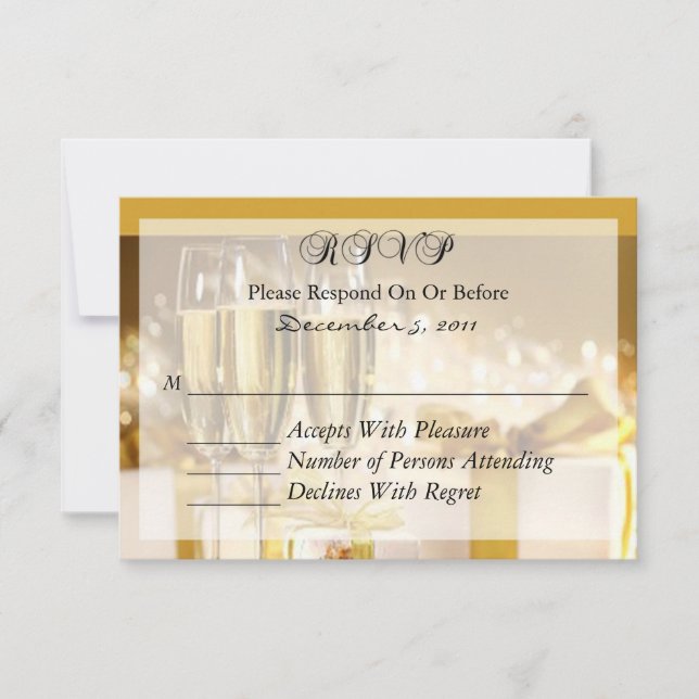 Carte RSVP Champagne et Or (Devant)