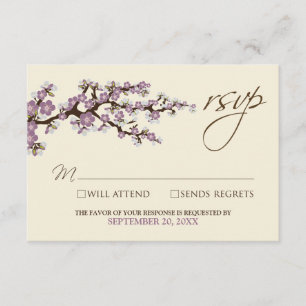 Carte RSVP Cherry Blossoms (lavande)