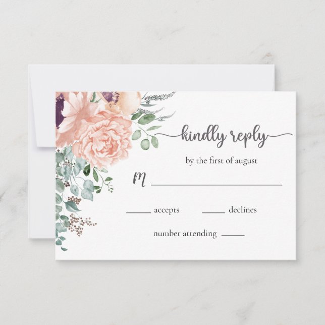 Carte RSVP Chic Blush Floral Wedding (Devant)