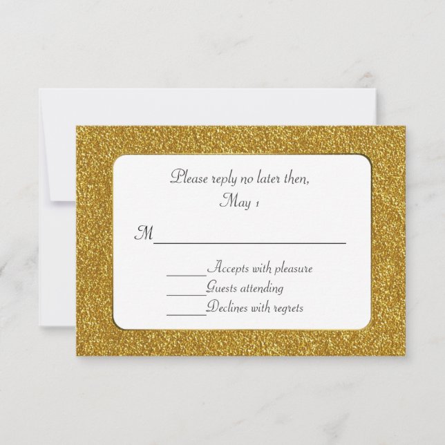 Carte RSVP Chic Gold Parties scintillant Wedding (Devant)