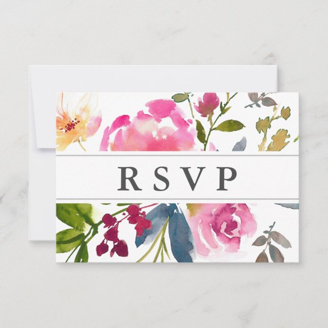 Carte RSVP Chic Rose Fleur sauvage Wedding (Devant)