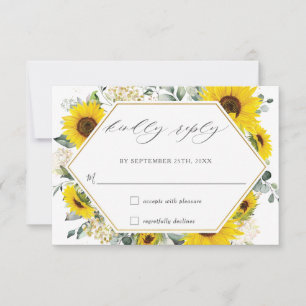 Carte RSVP Chic Sunflower Floral Wedding