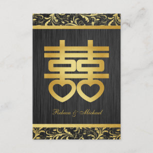 Carte RSVP Chine or / Blu double bonheur