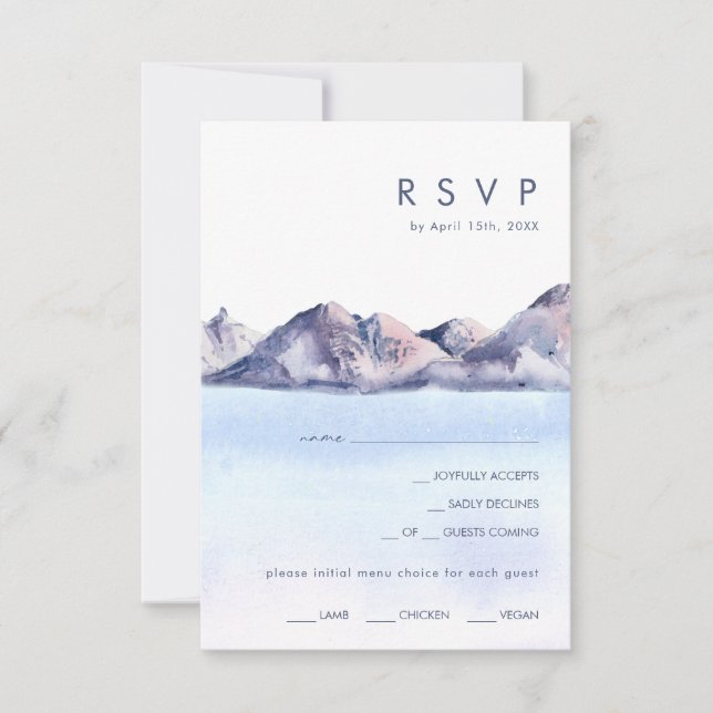 Carte RSVP Choix du menu Hiver Mountain (Devant)