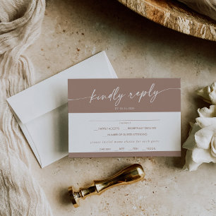 Carte RSVP Choix du menu Taupe Neutre Chic Boho