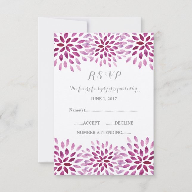 Carte RSVP Chrysanthemum couleur pourpre (Devant)