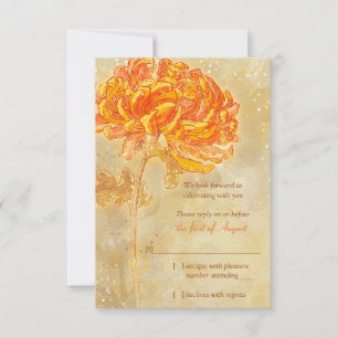 Carte RSVP Chrysanthemum Orange Floral Wedding
