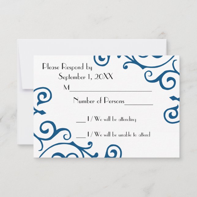 Carte RSVP Cirrus Ivory (bleu) (Devant)