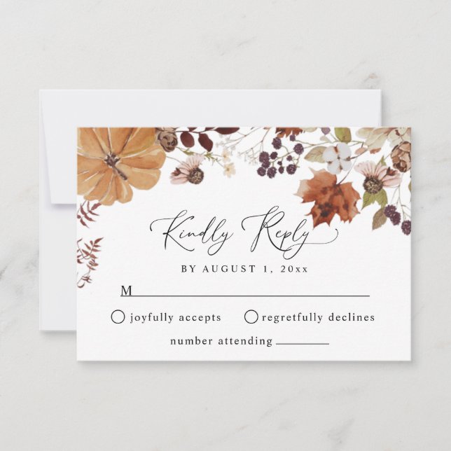 Carte RSVP citrouille d'automne rustique AMBER (Devant)