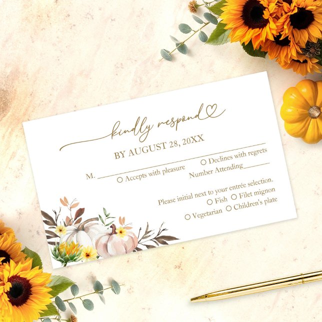 Carte RSVP Citrouille de tournesol Mariage de auto (Créateur téléchargé)