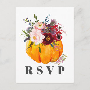 Carte RSVP citrouille, florale, chute