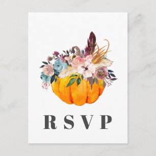 Carte RSVP citrouille, florale, chute