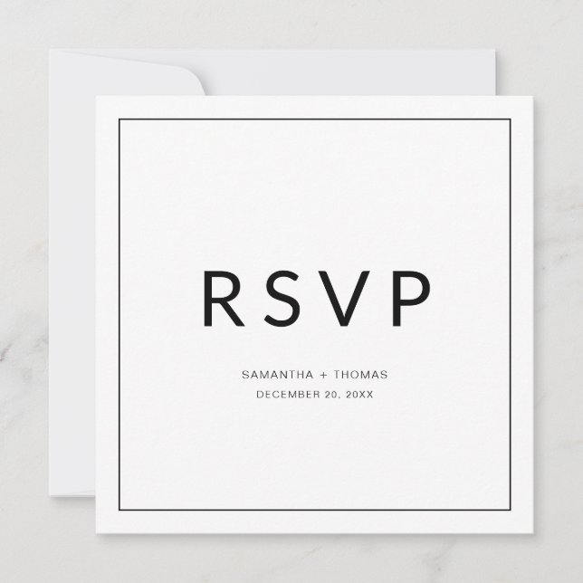 Carte RSVP classique de mariage noir et blanc à la (Devant)