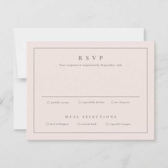 Carte RSVP classique de mariage rose vierge