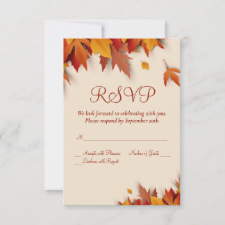 Carte RSVP classique Feuille automne