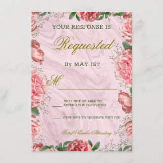 Carte RSVP classique Floral Blush Greenery Wedding