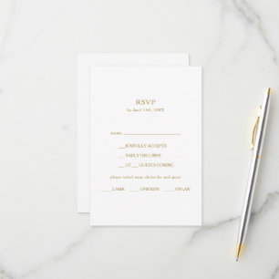 Carte RSVP classique minimaliste Gold Menu Choice