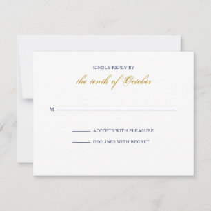 Carte RSVP classique or et marine