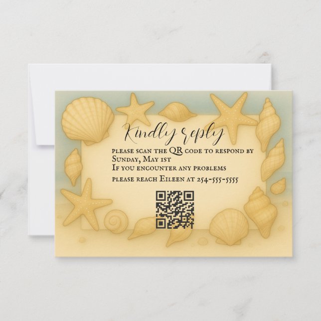 Carte RSVP Code QR Coques de bord (Devant)
