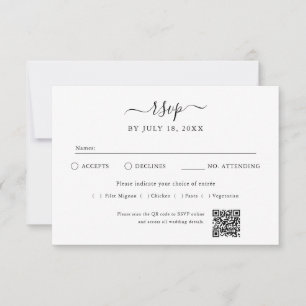 Carte RSVP Code QR Photo Blanc Cassé