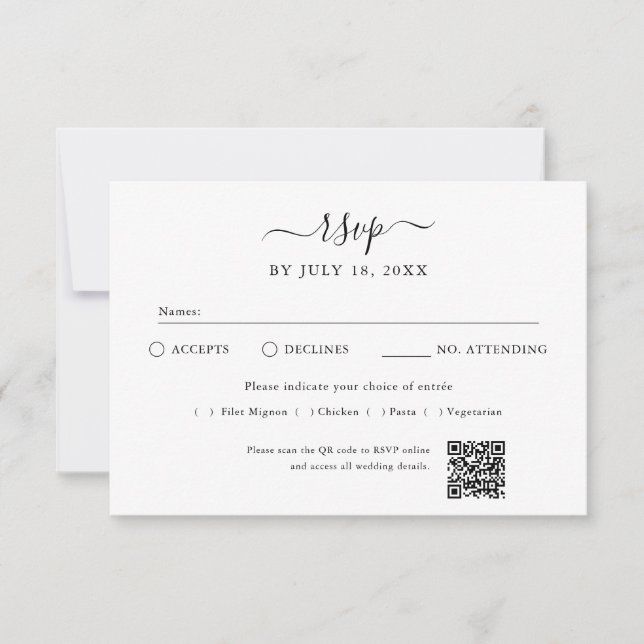 Carte RSVP Code QR Photo Blanc Cassé (Devant)