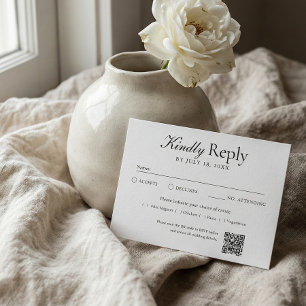 Carte RSVP Code QR Photo Blanc Cassé