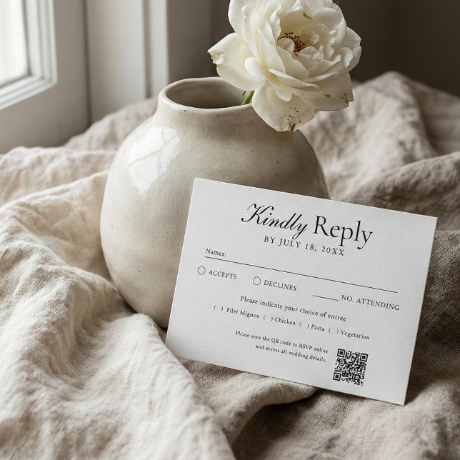 Carte RSVP Code QR Photo Blanc Cassé (Créateur téléchargé)