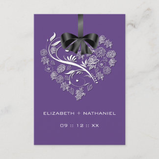 Carte RSVP Coeur sans respiration - prune