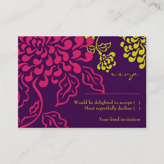 Carte RSVP Contempo Floral (violet / Chartreuse) (Devant)