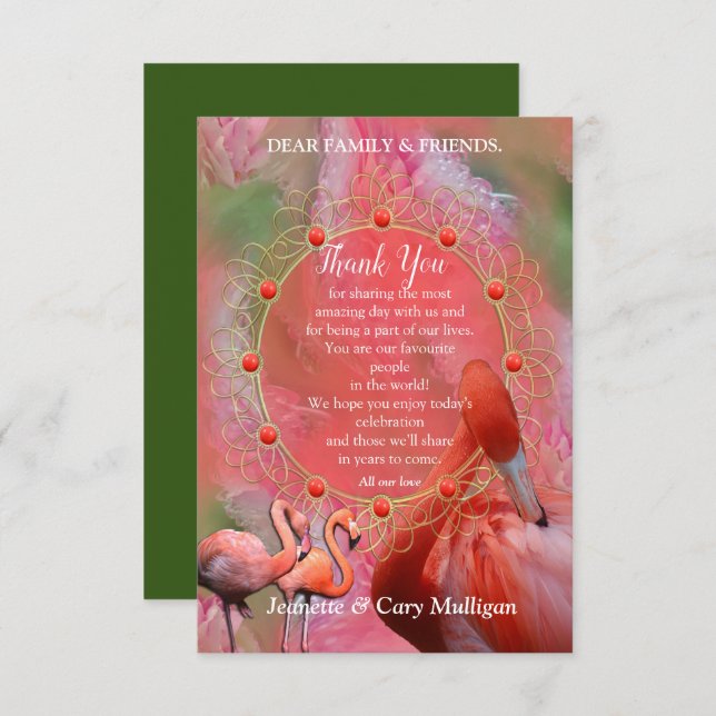 Carte RSVP Coral, Grass & Peony-rose Blooms (Devant / Derrière)