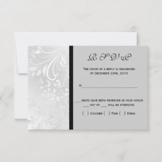 Carte RSVP correspondant à Damas noir et blanc