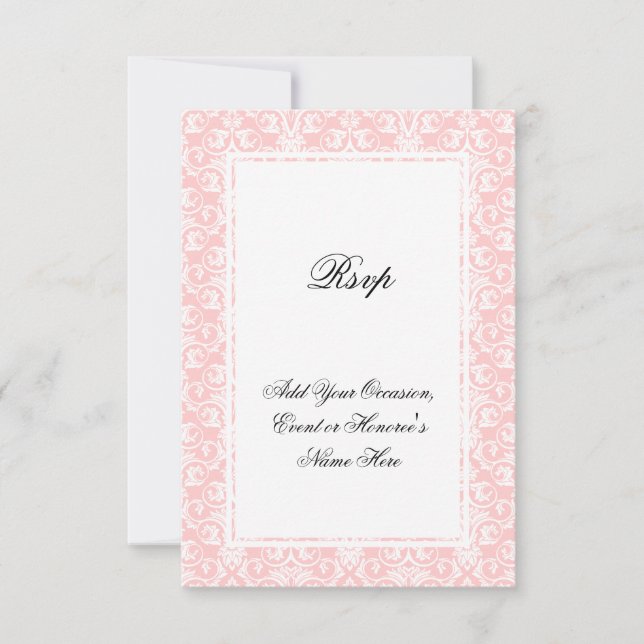 Carte RSVP correspondant aux Damas rose et blanc (Devant)