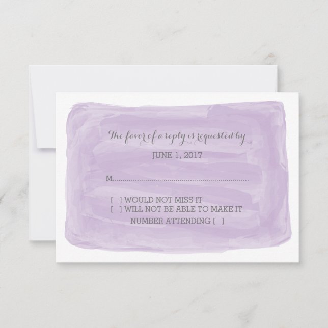 Carte RSVP couleur d'eau violette (Devant)